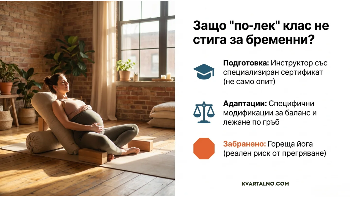 Основни проверки за йога за бременни: подготовка на инструктора, адаптации и избягване на гореща йога